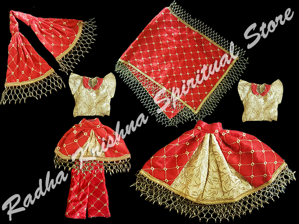 The Holy Mart Radha Krishna Dress Set (Size 5), Jaipuri Dress with 2 mala  for Krishna