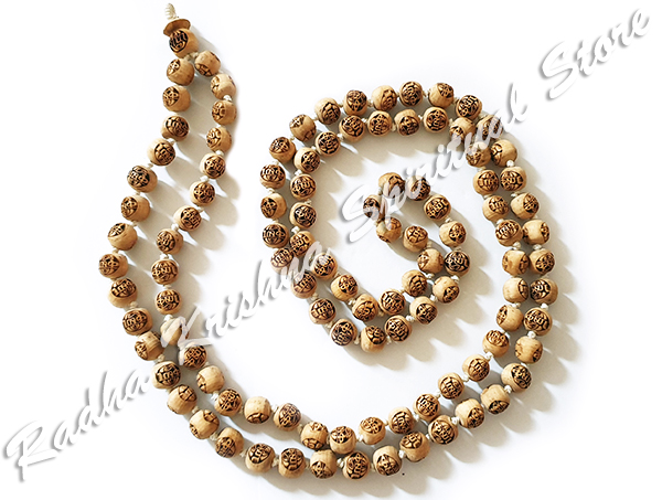 <p>Shri Krishna Engraved Natural Real Tulsi Bead Japa Mala</p>