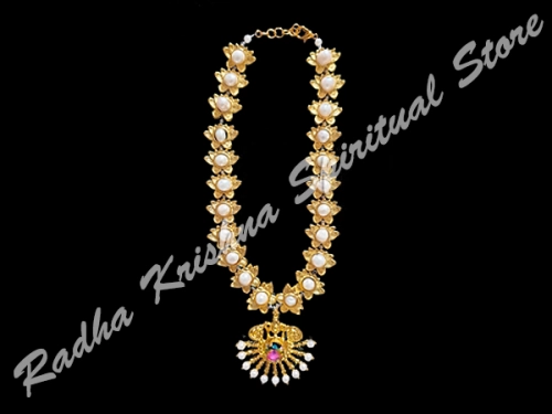 Lotus Pearls Metal Deity Necklace