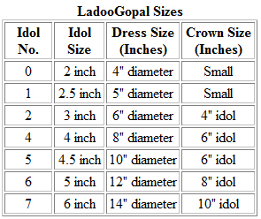 Ladoo Gopal Sizes
